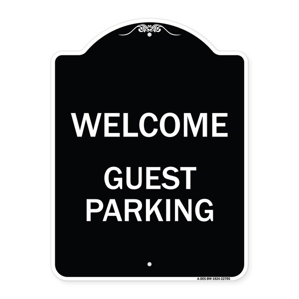 Welcome Guest Parking Heavy-Gauge Aluminum Architectural Sign, 24" x 18", BW-1824-22705